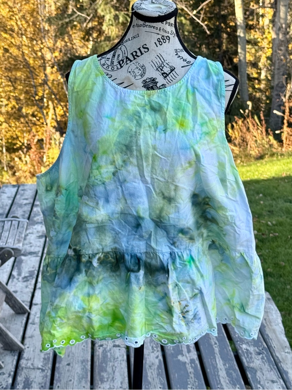 Old Navy Sleeveless Tie-Dye Tank in Green and Blue